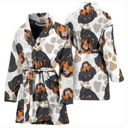 Rottweiler Pattern Print Design A03 Women Bathrobe