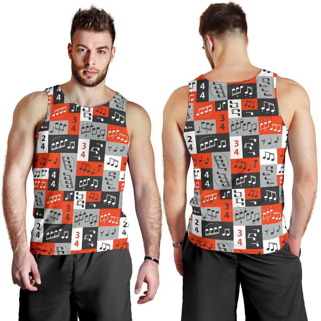 Music Note Design Themed Print Men Tank Top