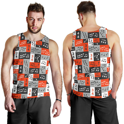 Music Note Design Themed Print Men Tank Top