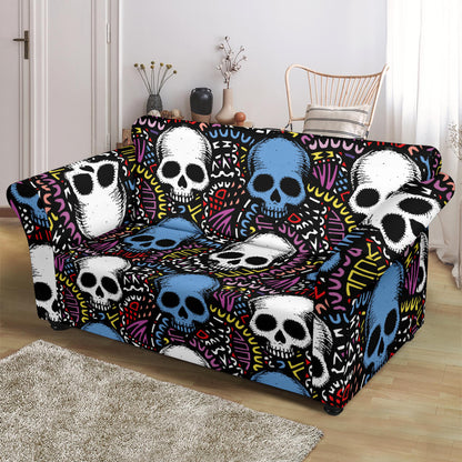 Skull Print Design LKS305 Loveseat Couch Slipcover