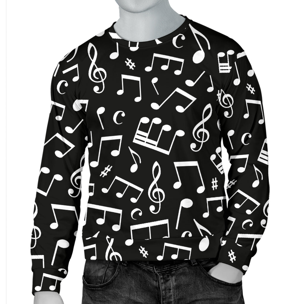 Music Note Black white Themed Print Men Long Sleeve Sweatshirt
