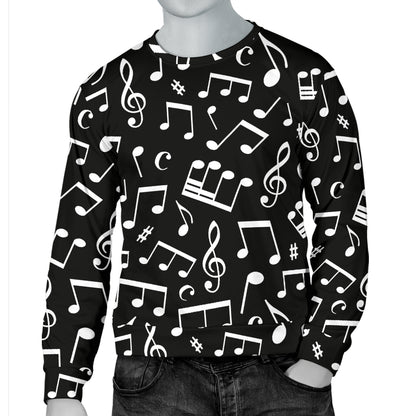 Music Note Black white Themed Print Men Long Sleeve Sweatshirt