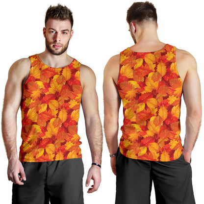 Elm Leave Autum Print Pattern Men Tank Top