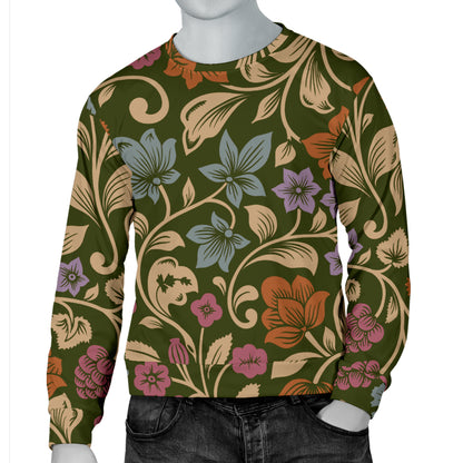 Floral Vintage Print Pattern Men Long Sleeve Sweatshirt