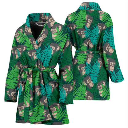 Chimpanzee Pattern Print Design 01 Women Bathrobe