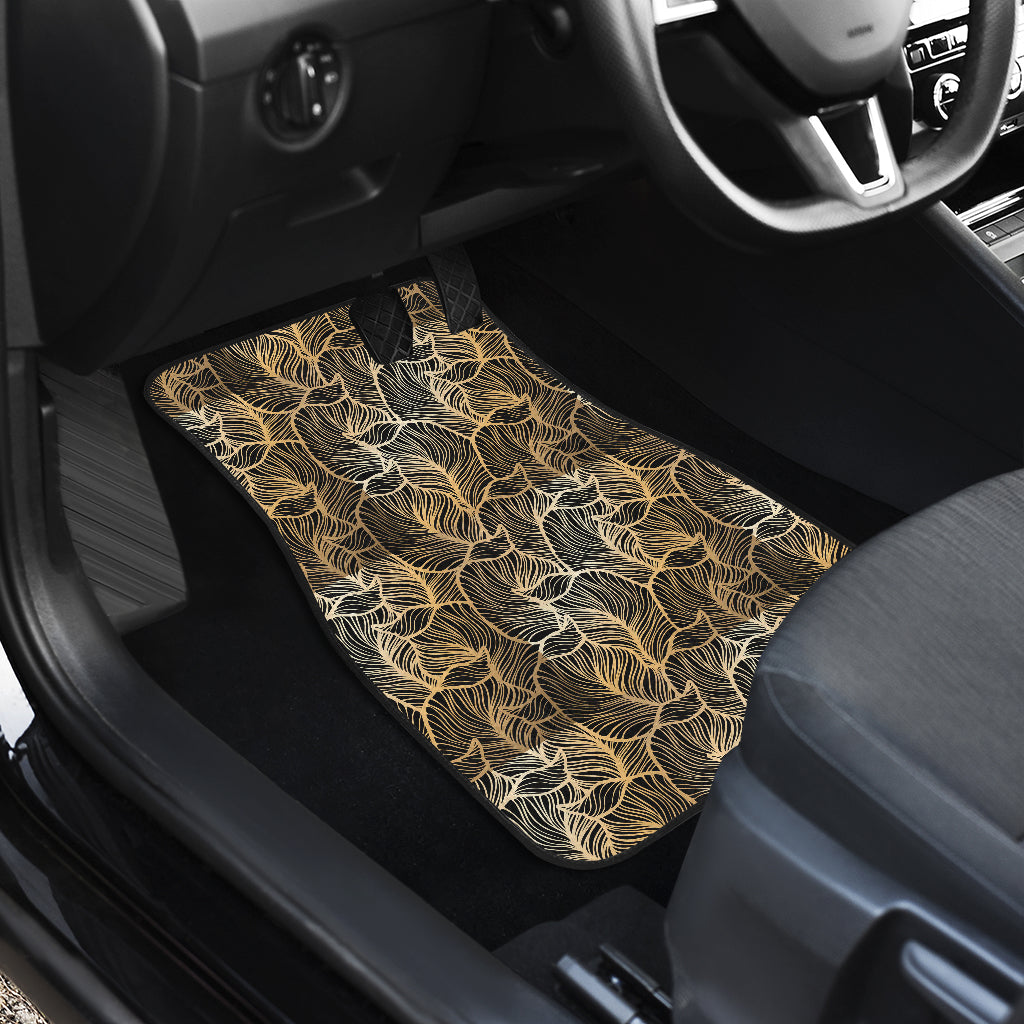 Elegant Gold leaf Print Car Floor Mats Front Back