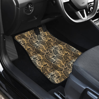 Elegant Gold leaf Print Car Floor Mats Front Back