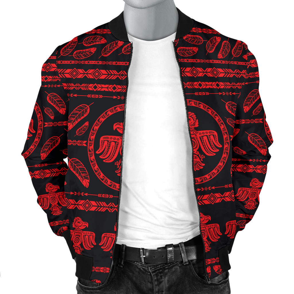 Native American Eagle Themed Print Men Bomber Jacket