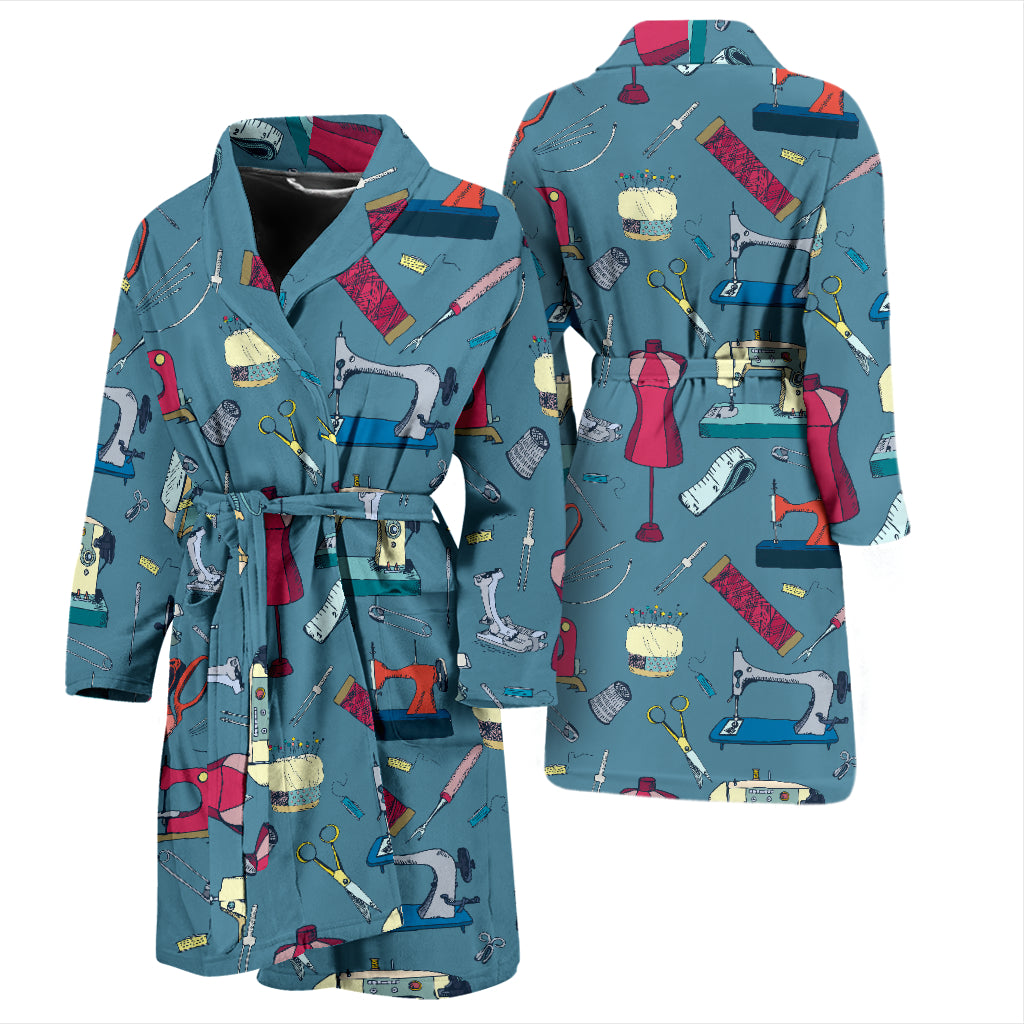 Sewing Equipment Print Design LKS301 Men Bathrobe