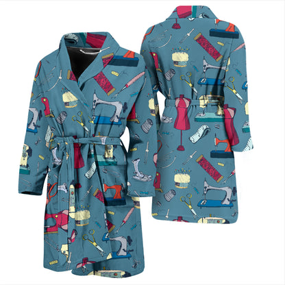 Sewing Equipment Print Design LKS301 Men Bathrobe