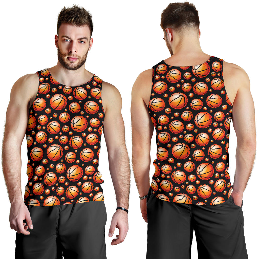 Basketball Black Background Pattern Men Tank Top