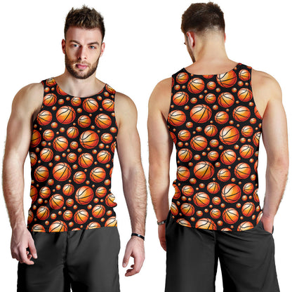 Basketball Black Background Pattern Men Tank Top