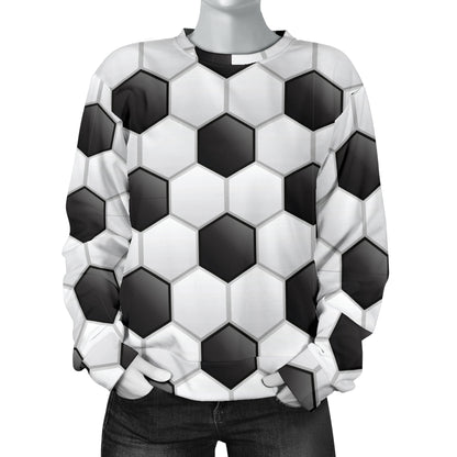 Soccer Ball Texture Print Pattern Women Long Sleeve Sweatshirt