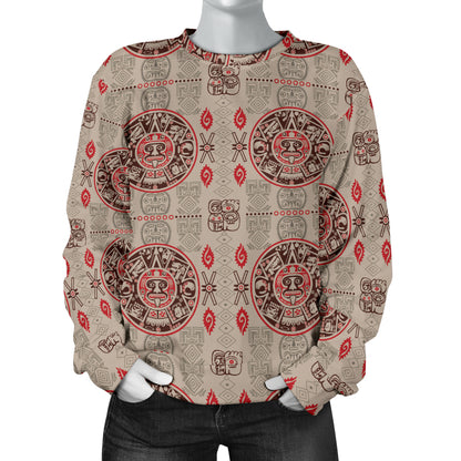 Calendar Aztec Print Pattern Women Long Sleeve Sweatshirt