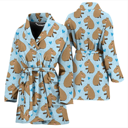 Capybara Pattern Print Design 01 Women Bathrobe