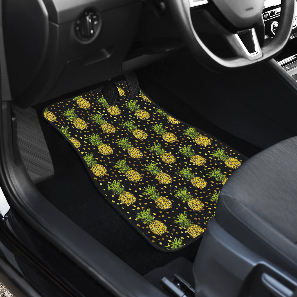 Pineapple Gold Dot Themed Print Car Floor Mats Front Back