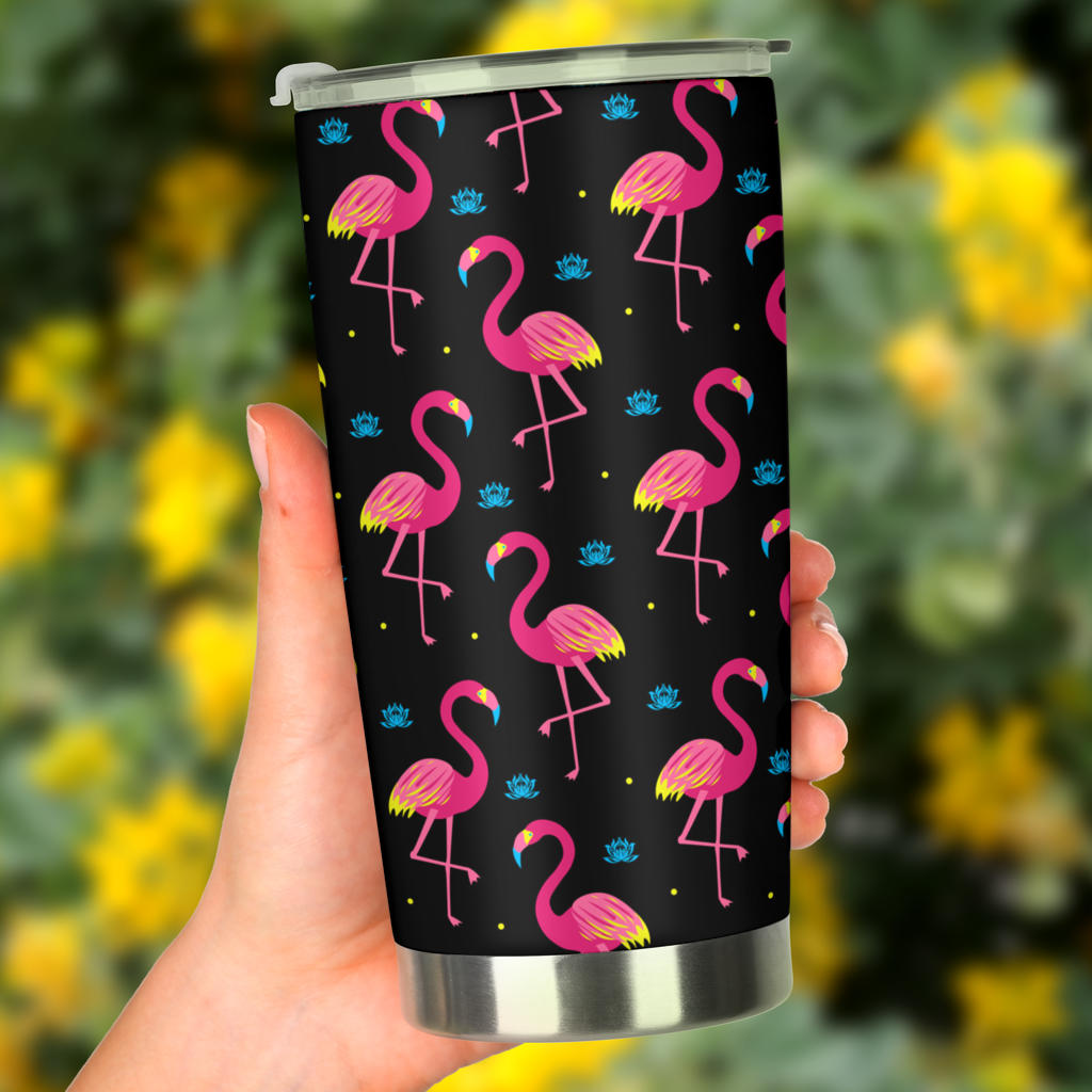 Flamingo Pink Neon Print Pattern Tumbler