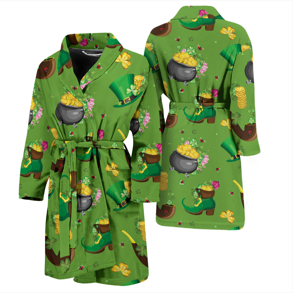 Shamrock Saint Patrick's Day Print Design LKS306 Men Bathrobe