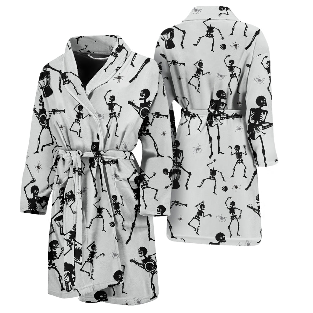 Skeleton Music Player Print Design LKS303 Men Bathrobe