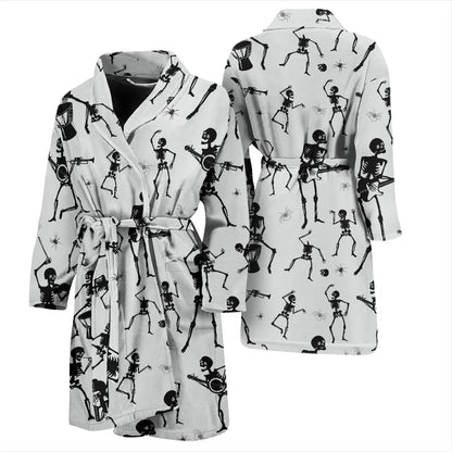 Skeleton Music Player Print Design LKS303 Men Bathrobe