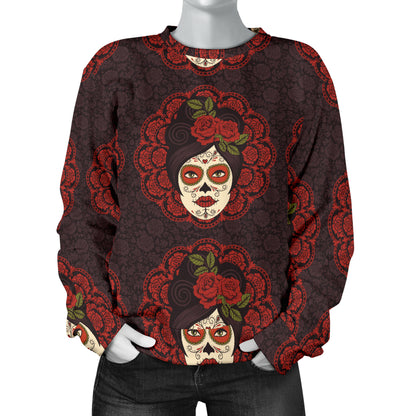 Day of the Dead Mexican Girl Women Long Sleeve Sweatshirt