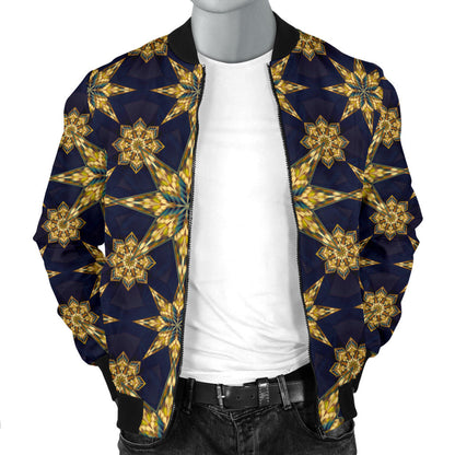 kaleidoscope Gold Print Design Men Bomber Jacket