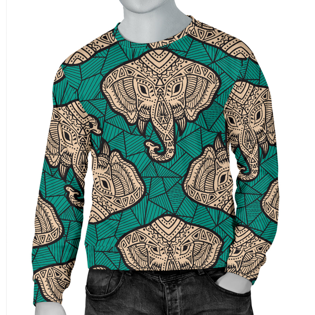 Boho Head Elephant Men Long Sleeve Sweatshirt