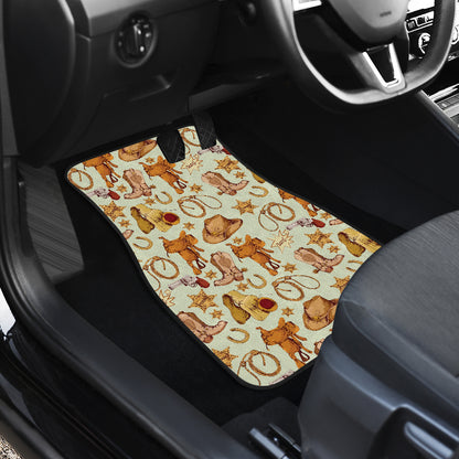 Western Cowboy Design Pattern Car Floor Mats Front Back