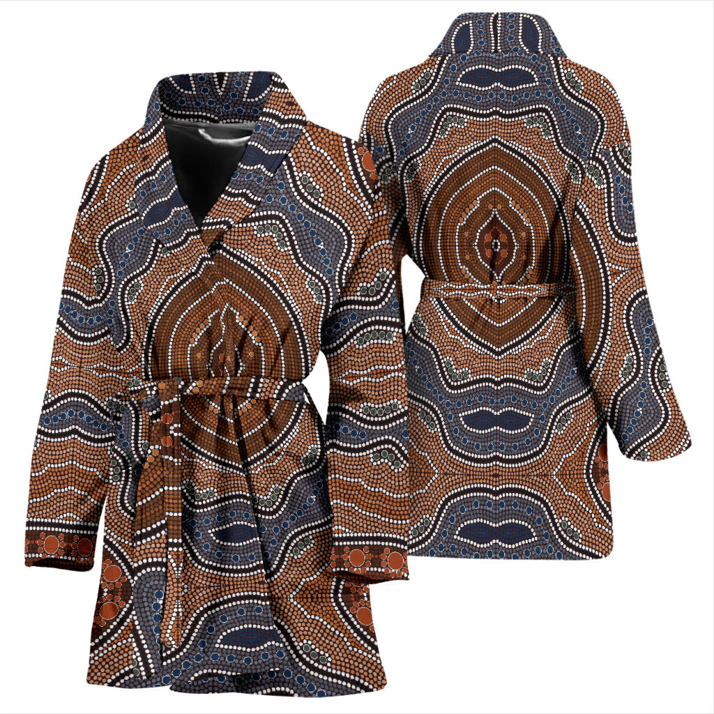 Aboriginal Pattern Print Design 01 Women Bathrobe
