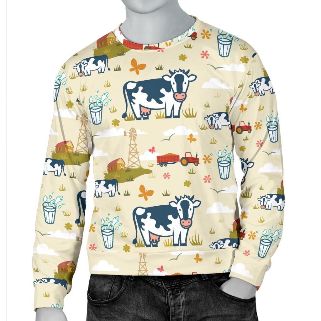 Cow Farm Design Print Men Long Sleeve Sweatshirt
