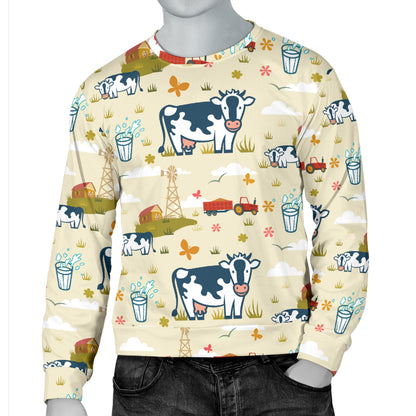 Cow Farm Design Print Men Long Sleeve Sweatshirt