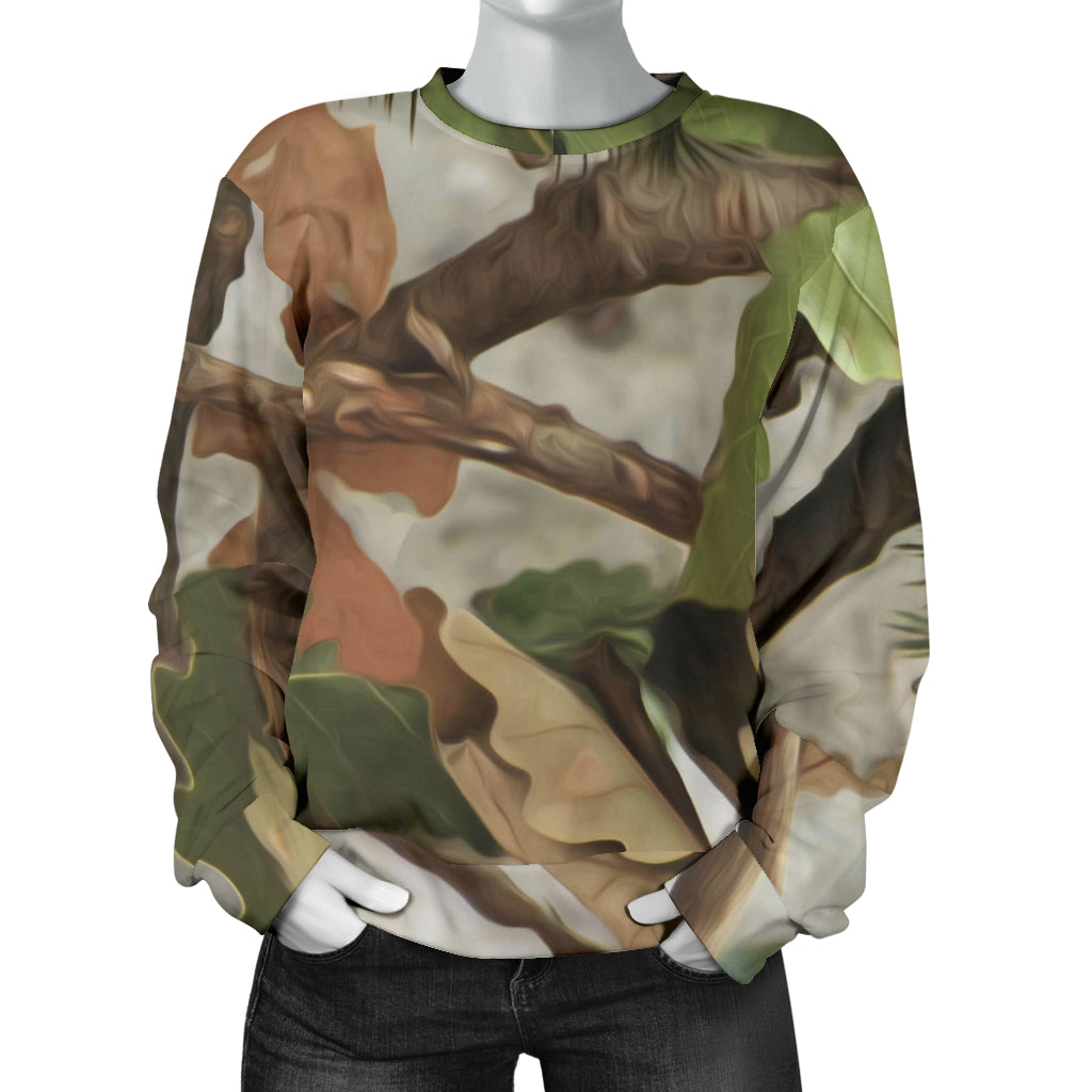 Camo Realistic Tree Forest Print Women Long Sleeve Sweatshirt