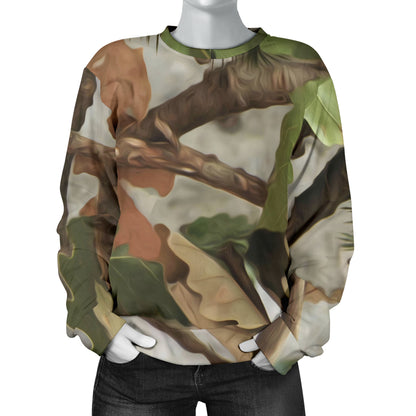 Camo Realistic Tree Forest Print Women Long Sleeve Sweatshirt