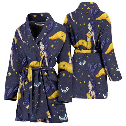 Pisces Pattern Print Design A04 Women Bathrobe