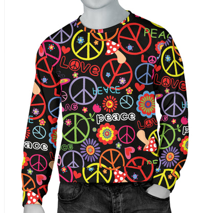 Peace Sign Colorful Design Print Men Long Sleeve Sweatshirt