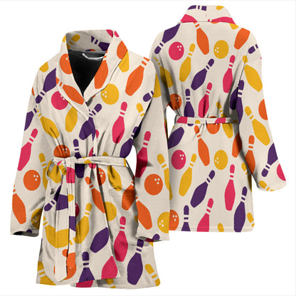 Bowling Pattern Print Design 06 Women Bathrobe