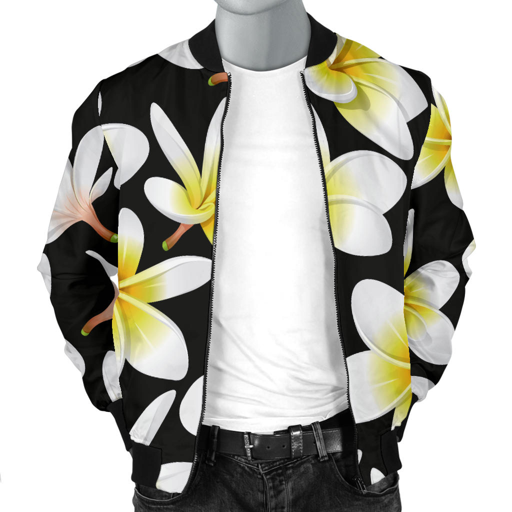 Yellow Plumeria Hawaiian Flowers Men Bomber Jacket