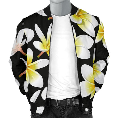 Yellow Plumeria Hawaiian Flowers Men Bomber Jacket