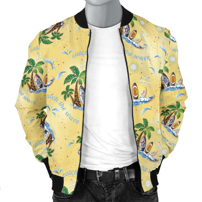 Surf Catch the Wave Design Men Bomber Jacket