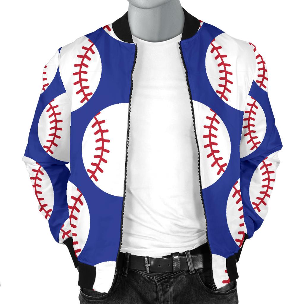 Baseball Blue Background Men Bomber Jacket