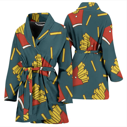 French Fried Pattern Print Design 04 Women Bathrobe