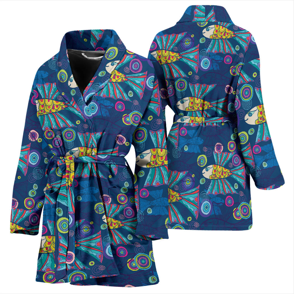 Flying Fish Pattern Print Design 01 Women Bathrobe