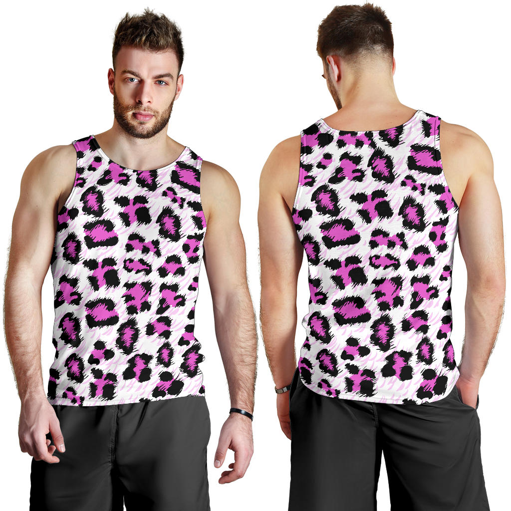 Leopard Pink Skin Print Men Tank Top
