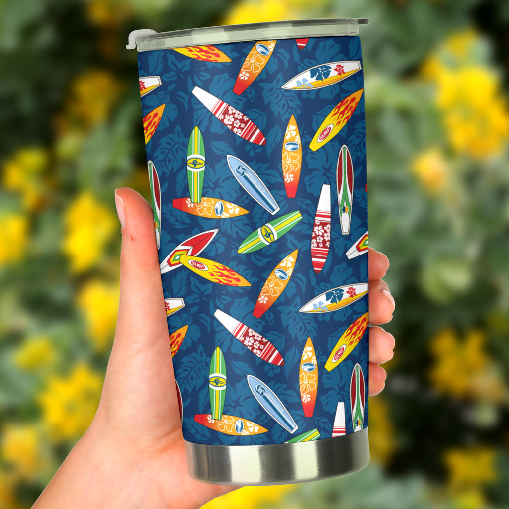 Surfboard Pattern Print Tumbler