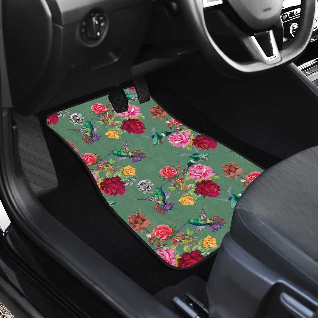 Hummingbird with Rose Themed Print Car Floor Mats Front Back