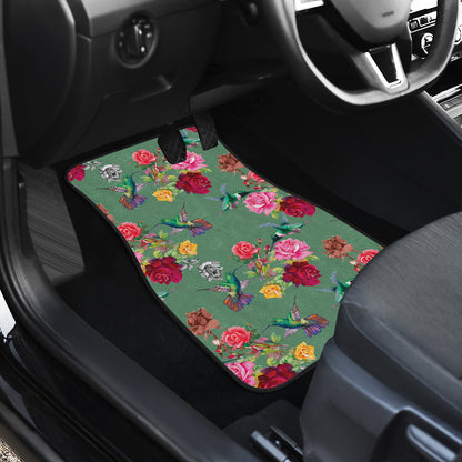 Hummingbird with Rose Themed Print Car Floor Mats Front Back