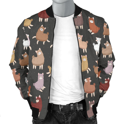 Alpaca Cute Design Themed Print Men Bomber Jacket