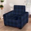 Navy Blue Tartan Plaid Pattern Armchair Slipcover