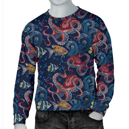 Octopus Deep Sea Print Themed Men Long Sleeve Sweatshirt