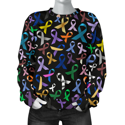 Breast Cancer Awareness Colorful Print Women Long Sleeve Sweatshirt
